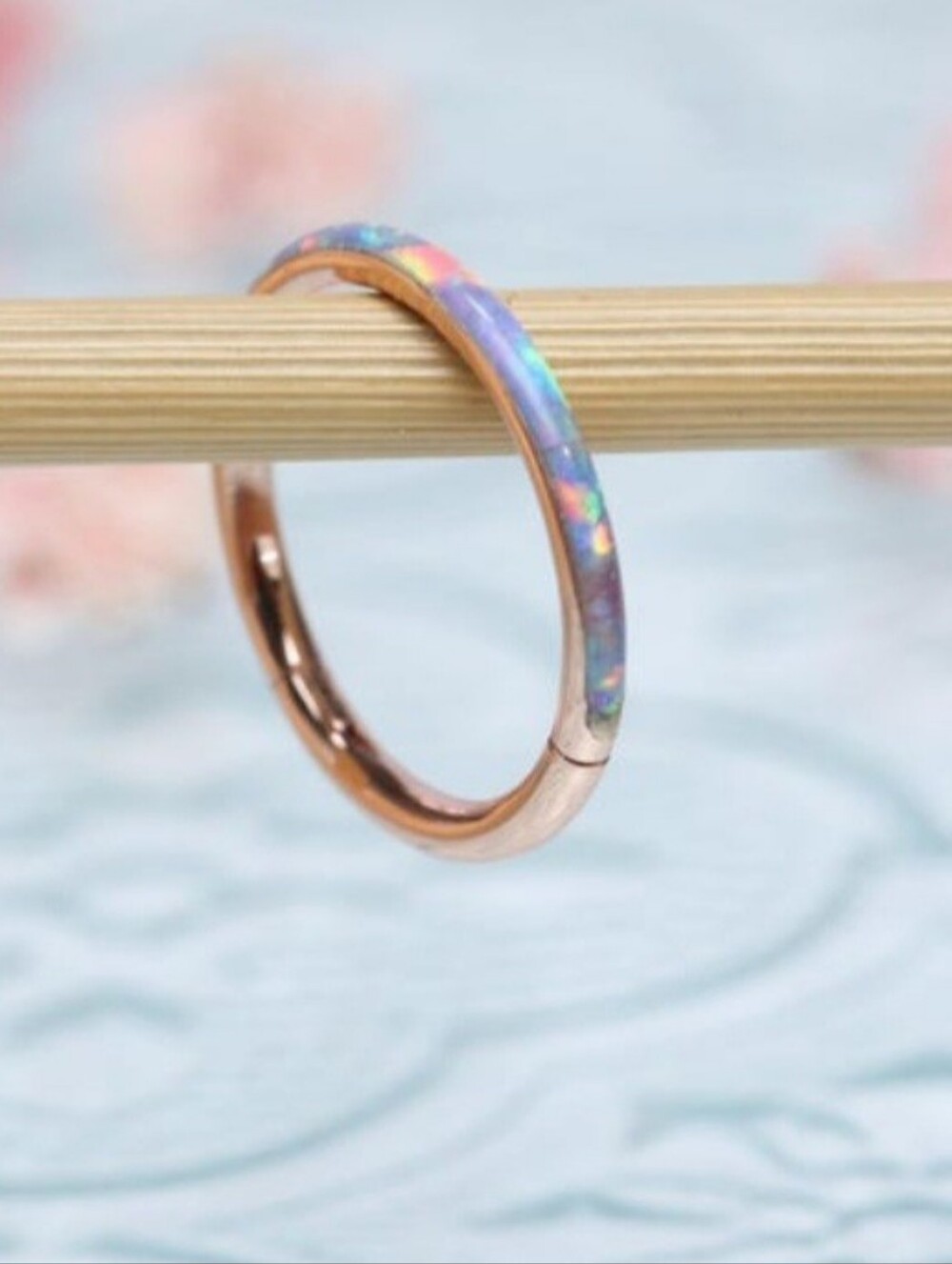 Purple Opal Daith Conch Nose Hoop Hinged Ross Gold 16g-6mm